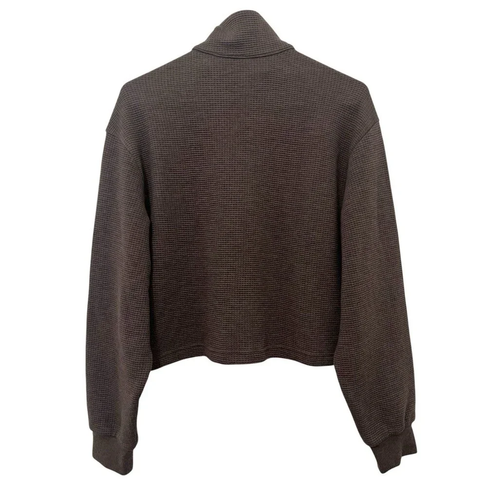 ATHLETA Chocolate Heather Tranquil Waffle Knit 1/2 Zip Crop Sweatshirt Active S - Picture 4 of 10